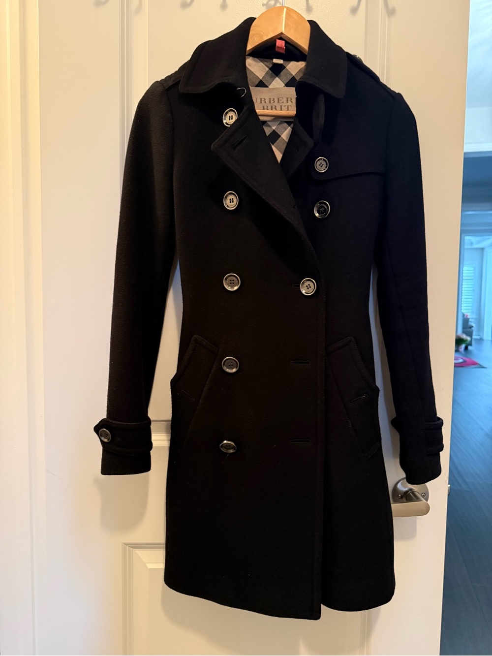 Burberry Black Double-Breasted Pea Coat